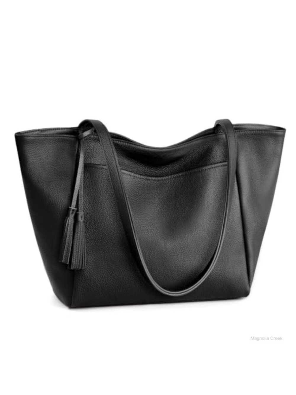 Genuine Leather Tote Bag Zip Top Slouchy Work Shoulder Bag